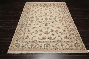 9' x 12' Hand Knotted Wool and silk Sino Persian Isphahan Oriental Area Rug Cream - Oriental Rug Of Houston