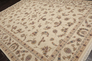 9' x 12' Hand Knotted Wool and silk Sino Persian Isphahan Oriental Area Rug Cream - Oriental Rug Of Houston