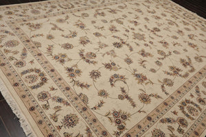 9' x 12' Hand Knotted Wool and silk Sino Persian Isphahan Oriental Area Rug Cream - Oriental Rug Of Houston