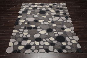 Multi Size Hand Tufted 100% Wool Persian Oriental Area Rug Gray, Black Color - Oriental Rug Of Houston