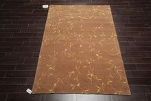 5'6''x8'6'' Hand Knotted Tibetan Wool and Silk Transitional Oriental Area Rug Camel, Gold Color - Oriental Rug Of Houston