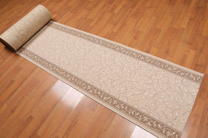 2' 6''x30'  Taupe Beige Brown Color Machine Made Oriental Area Rug Wool Traditional Oriental Rug