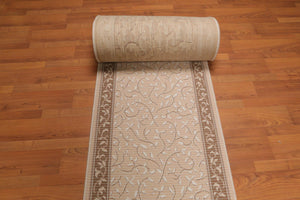 2'6" x 30' Traditional 100% Wool Oriental Area Rug XLL Runner Taupe