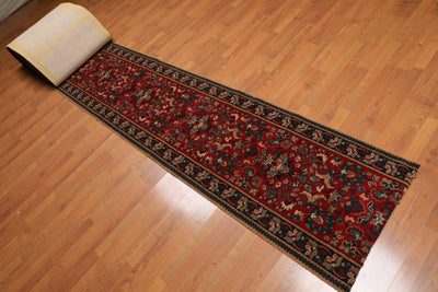 2' 3'' x 77'  Deep Red Navy, Aqua, Green, Brown, Multi Color Machine Made Oriental Area Rug Wool Transitional Oriental Rug
