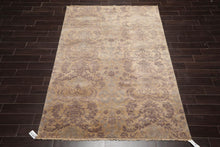 5'11''x8'9'' Hand Knotted 100% Wool Damask Transitional Oriental Area Rug Beige, Gray Color - Oriental Rug Of Houston