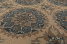 9' x 12' Handmade 100% Wool Patterned Transitional Oriental Area Rug Tan