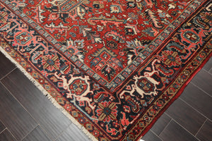 7'6"x 10'3" Hand knotted Antique Traditional Wool Oriental Area Rug Orangy Red - Oriental Rug Of Houston