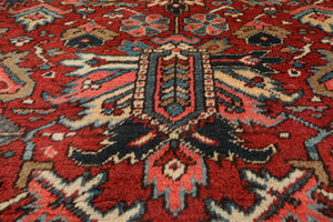 7'6"x 10'3" Hand knotted Antique Traditional Wool Oriental Area Rug Orangy Red - Oriental Rug Of Houston