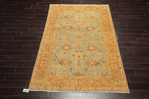 6' x 9' Hand Knotted Persian 100% Wool Agra Transitional Oriental Area Rug Mint, Caramel Color - Oriental Rug Of Houston
