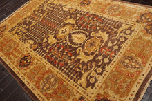 6'2''x8'10'' Hand Knotted 100% Wool Chobi Peshawar Traditional Oriental Area Rug Brown, Gold Color - Oriental Rug Of Houston