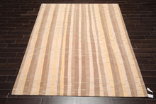 8'x10' Hand Knotted Premium Tibetan Wool & Silk Bamboo Stripes Modern Area Rug Beige - Oriental Rug Of Houston