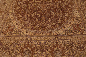 7'11" x 11'11" Hand Knotted Wool & Silk Tabrizz 250 KPSI Area Rug Brown