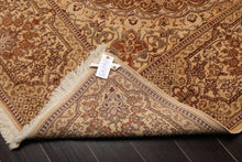 7'11" x 11'11" Hand Knotted Wool & Silk Tabrizz 250 KPSI Area Rug Brown