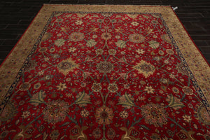8'7" x 11'7" Hand Knotted 100% Wool 300 KPSI Indo-Tabrizz Oriental Area Rug Red - Oriental Rug Of Houston