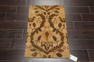 2' x 3' Hand Knotted 100% Wool Traditional Oushak Oriental Area Rug Beige