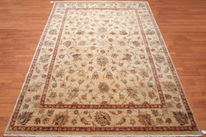 8x10 Hand Knotted Agra Wool Traditional Area Rug Beige - Oriental Rug Of Houston