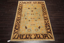 6'1''x9'1'' Hand Knotted Oushak 100% Wool Oushak Traditional Oriental Area Rug Pale Aqua, Chocolate Color - Oriental Rug Of Houston