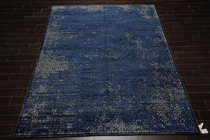 8' x 10' Hand Knotted Tibetan 100% Wool Greek Key Oriental Area Rug Blue