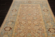 6'x8'9'' Hand Knotted 100% Wool Peshawar Traditional Oriental Area Rug Taupe, Aqua Color - Oriental Rug Of Houston