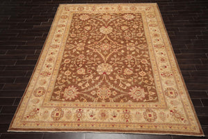 9' x 12' Hand Knotted Wool Peshawar Traditional Oriental Area Rug Brown - Oriental Rug Of Houston