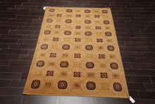 6' x 8'9'' Hand Knotted Tibetan Wool Patterned Modern Oriental Area Rug Camel