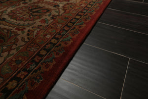 9' x 12'1" Hand Knotted 100% Wool 250 KPSI Saroukk Oriental Area Rug Rust