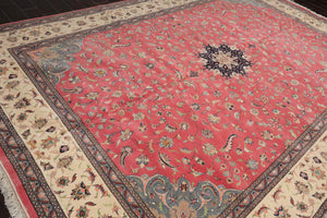 9'x13' Hand Knotted 100% Wool Nain Traditional Oriental Area Rug Raspberry, Ivory Color - Oriental Rug Of Houston
