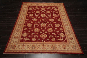 Chobi Peshawar Hand Knotted 100% Wool Oriental Area Rug Rusty Red 9' x 11'9" - Oriental Rug Of Houston