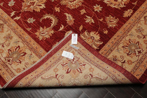 Chobi Peshawar Hand Knotted 100% Wool Oriental Area Rug Rusty Red 9' x 11'9" - Oriental Rug Of Houston