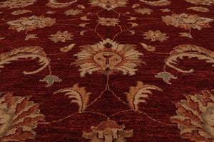 Chobi Peshawar Hand Knotted 100% Wool Oriental Area Rug Rusty Red 9' x 11'9" - Oriental Rug Of Houston