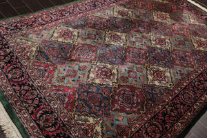 6'5'' x 9'6'' Hand Knotted Wool Multi Panel Traditional Oriental Area Rug Plum