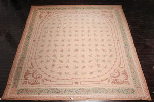 16'3''x18'6'' Hand Knotted Needlepoint 100% Wool French Aubusson Traditional Oriental Area Rug Blush, Peach Color - Oriental Rug Of Houston