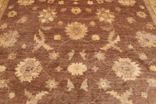 8’9" x 12’2"Hand Knotted Peshawar Stone Wash Silky Sheen Oriental Area Rug Brown