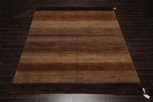 7'10" x 9'10" Hand Knotted Wool Gabbeh Ombre Modern Oriental Area Rug Brown