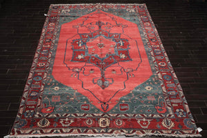 10'2''x14'9'' Hand Knotted Persian 100% Wool Herati Traditional Oriental Area Rug Coral,Teal Color - Oriental Rug Of Houston