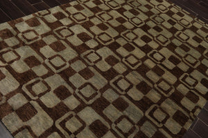 5'10'' x 8'10'' Hand Knotted Tibetan Wool Graphic Oriental Area Rug Aqua