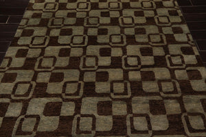 5'10'' x 8'10'' Hand Knotted Tibetan Wool Graphic Oriental Area Rug Aqua