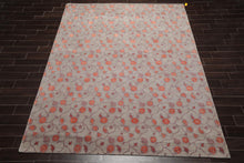 7'11'' x 10'3'' Hand Knotted Tibetan Wool & Silk Designer Area Rug Gray Orange - Oriental Rug Of Houston