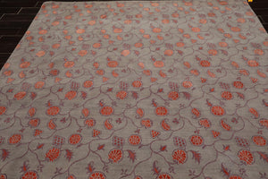 7'11'' x 10'3'' Hand Knotted Tibetan Wool & Silk Designer Area Rug Gray Orange