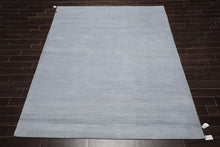 8' x 10' Hand Knotted Tibetan Wool Ribbed Designer Oriental Area Rug Blue
