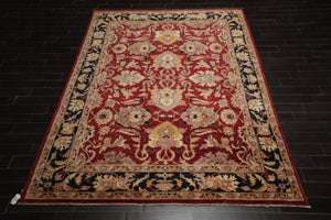 8'6" x 11'7" Hand Knotted Peshawar Stone wash Vegetable dyes 100% Wool Area Rug Rusty Red - Oriental Rug Of Houston