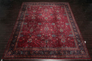13'10''x16' Burgundy, Navy Palace Hand Knotted 100% Wool Sarouk Traditional Oriental Area Rug - Oriental Rug Of Houston