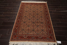 4'1" x 5'11" Hand Knotted 100% Wool Traditional Oriental Area Rug Beige