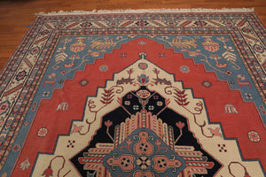 Seraapi Romanian Hand Knotted Wool Traditional Area Rug Coral 8’10" x 12’1" - Oriental Rug Of Houston