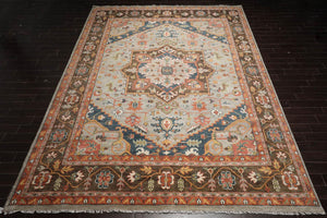 11'11''x15'2'' Hand Knotted Turkish Oushak 100% Wool Designer Traditional Oriental Area Rug Mint,Brown Color - Oriental Rug Of Houston