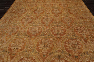 8'11'' x 11'9" Hand Knotted 100% Wool Damask Oriental Area Rug Gold