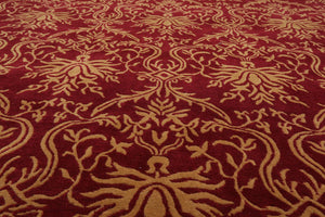 8' x 10' Hand Knotted Tibetan 100% Wool Damask Oriental Area Rug Red