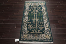 3'x5' Hand Knotted Turkish Oushak 100% Wool Traditional Oriental Area Rug Teal,Beige Color - Oriental Rug Of Houston