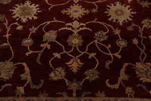 8'10" x 12'4" Hand Knotted Peshawar Stone wash Vegetable dyes Wool Area Rug Wine - Oriental Rug Of Houston