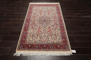 4' x 6'2" Hand Knotted 100% Wool 16/18 Pak Persian 300 KPSI Area Rug Cream - Oriental Rug Of Houston